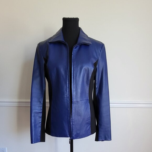 Guillaume Jackets & Blazers - Guillaume Blue Leather Jacket, Size S
